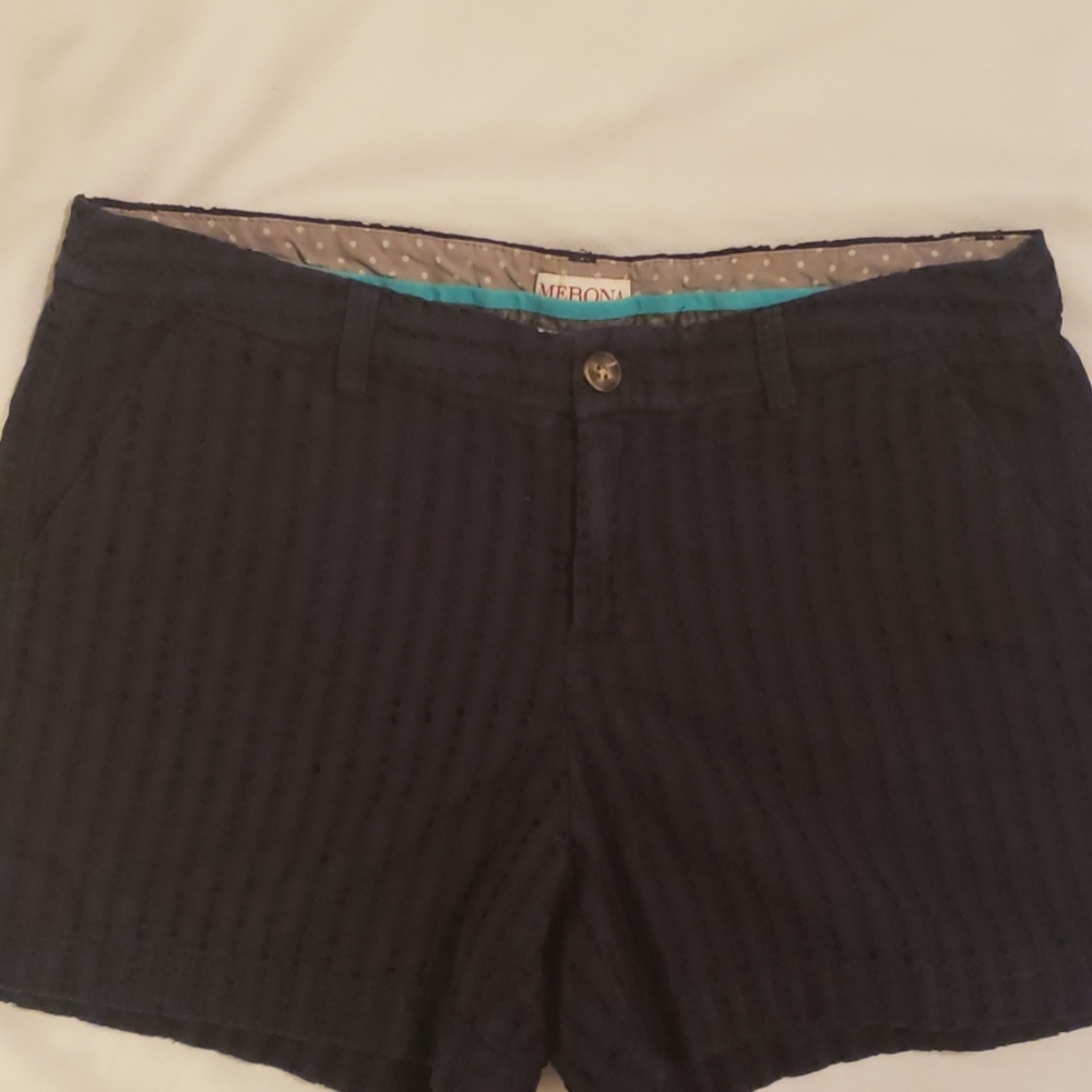 Morons Navy Eyelet Lace Shorts